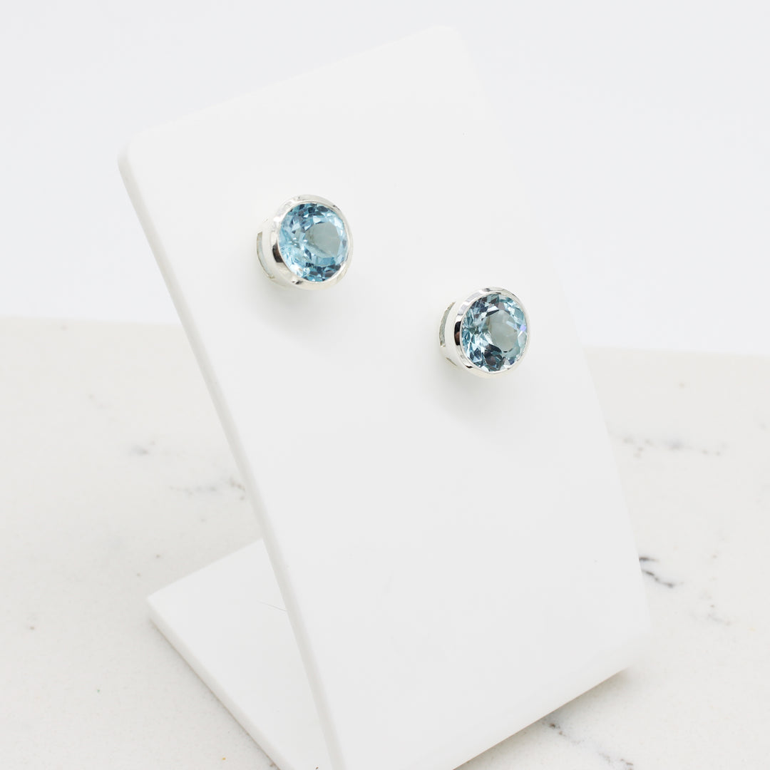 Blue Topaz Stud Earrings