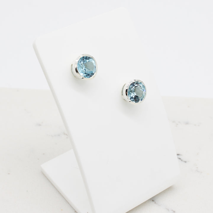 Blue Topaz Stud Earrings