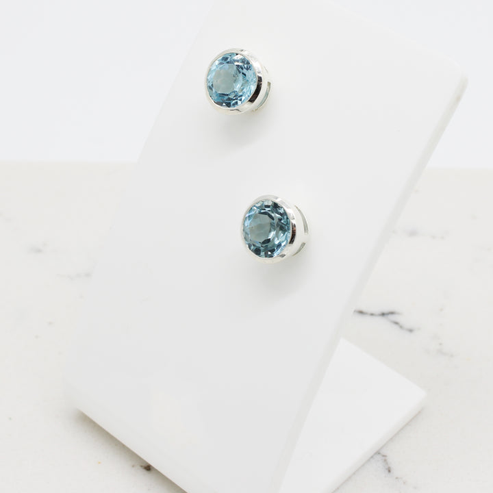 Blue Topaz Stud Earrings