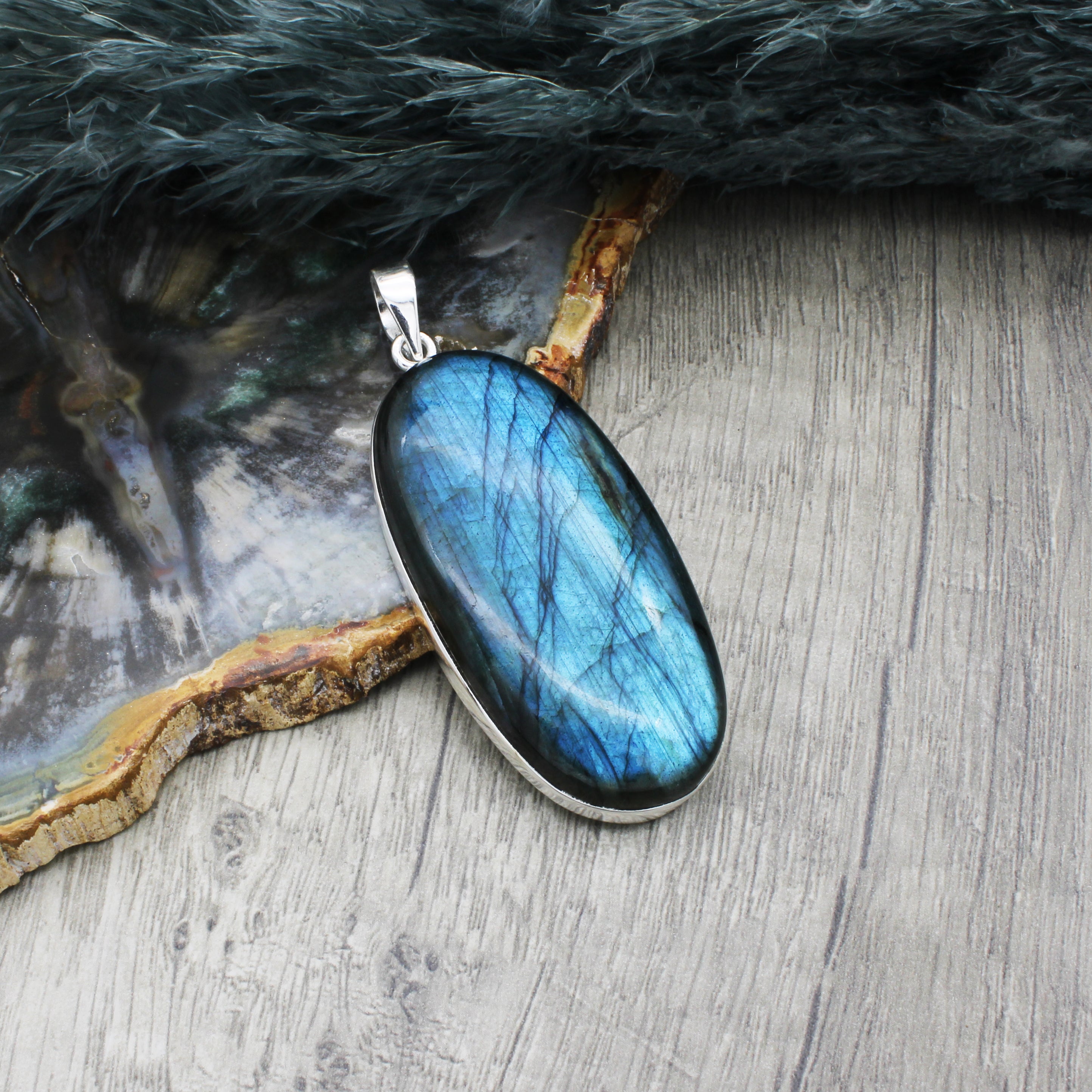 Labradorite pendant necklace Sterling Silver