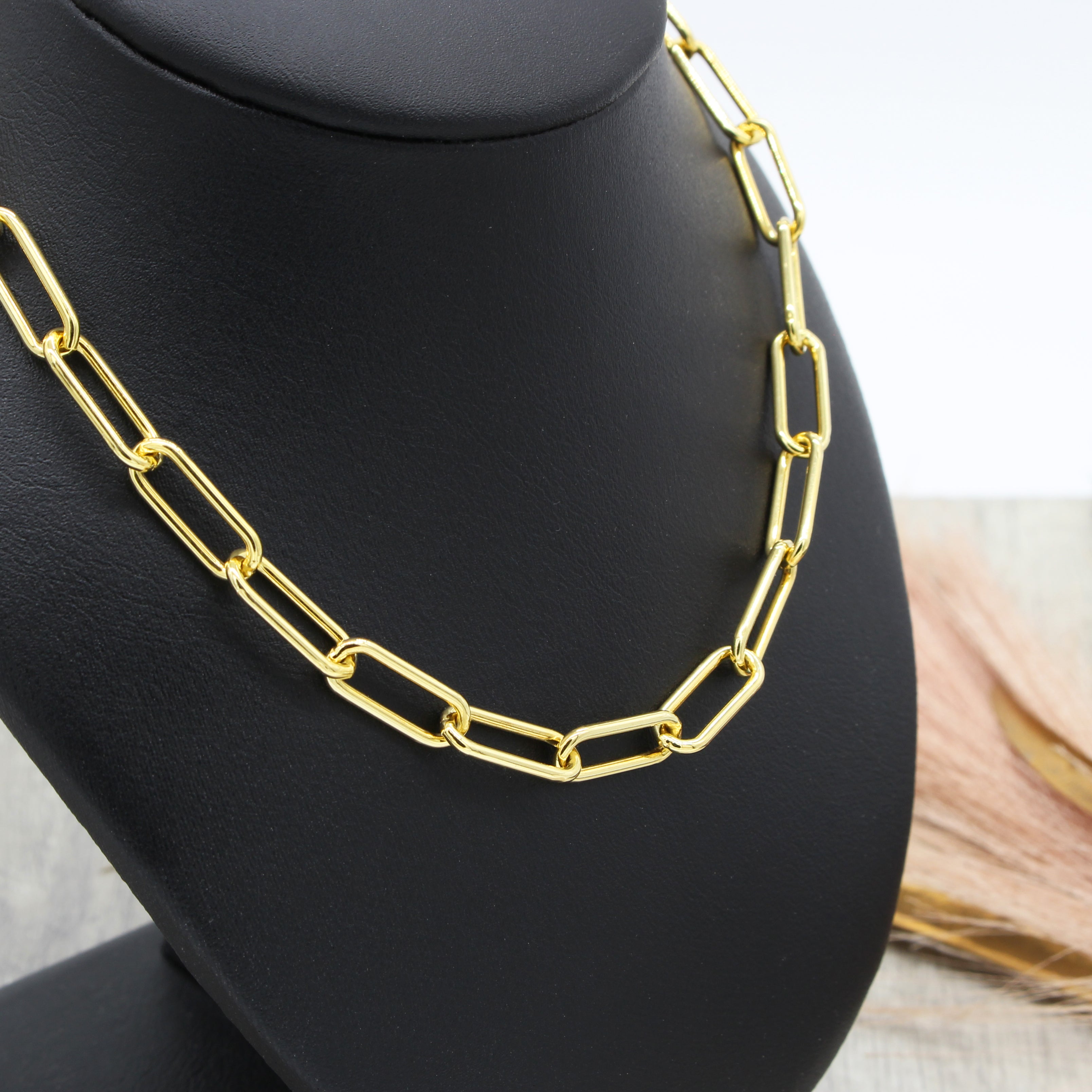 Gold Vermeil Paperclip Necklace Jantar Jewellery