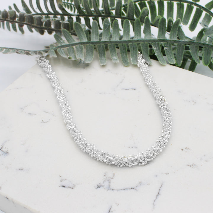 Sterling Silver Twisted Bead Necklace