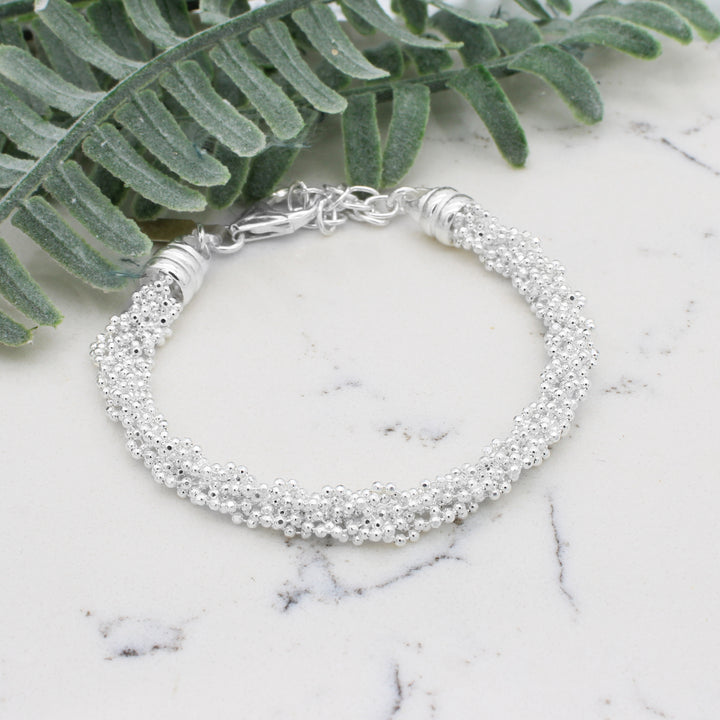 Sterling Silver Twisted Bead Bracelet