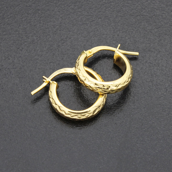 9ct Gold Textured Hoop Earrings