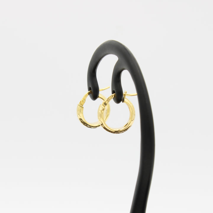 9ct Gold Textured Hoop Earrings