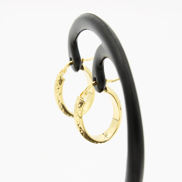 9ct Gold Textured Hoop Earrings