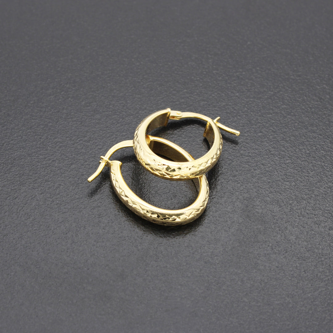 9ct Gold Textured Hoop Earrings