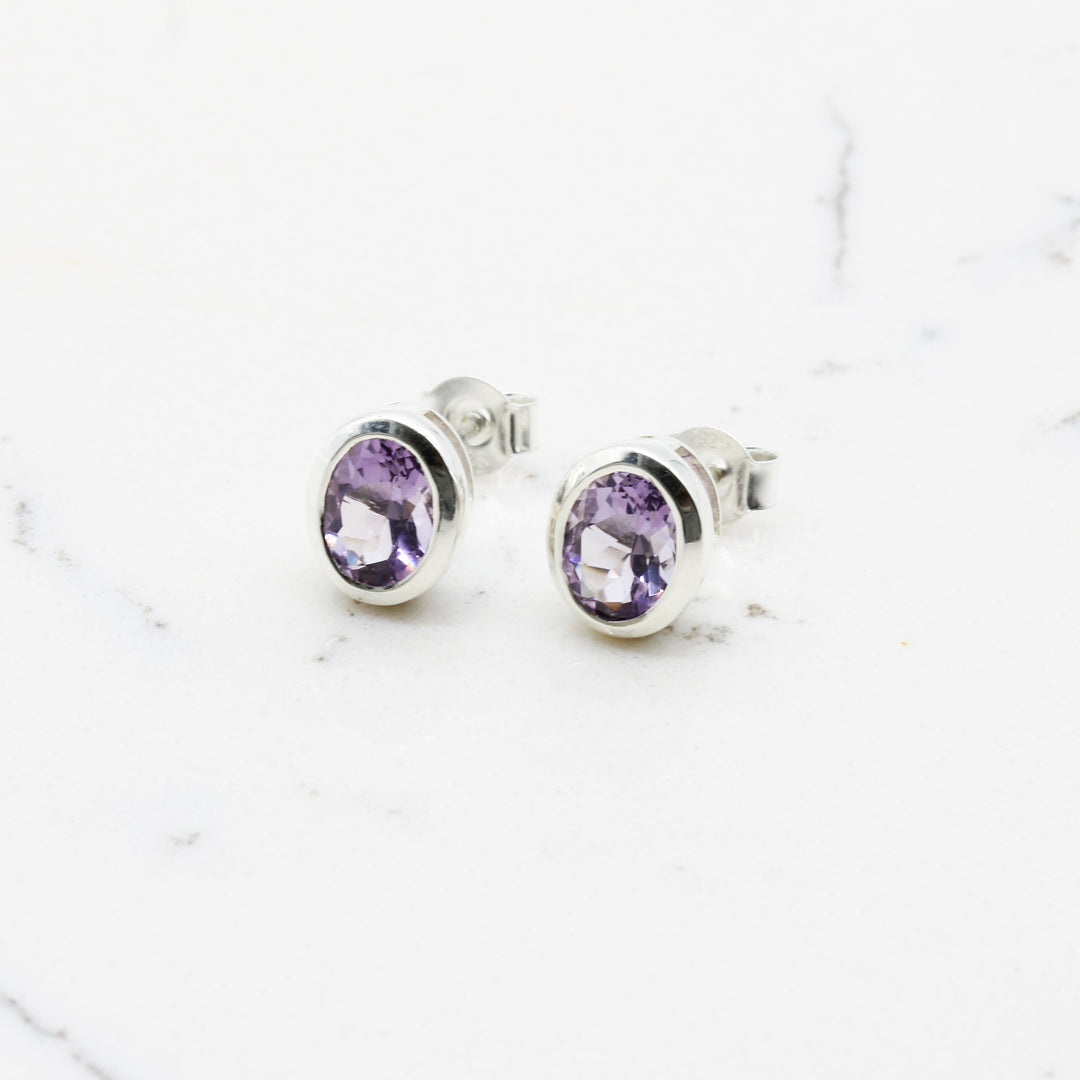 Amethyst Stud Earrings