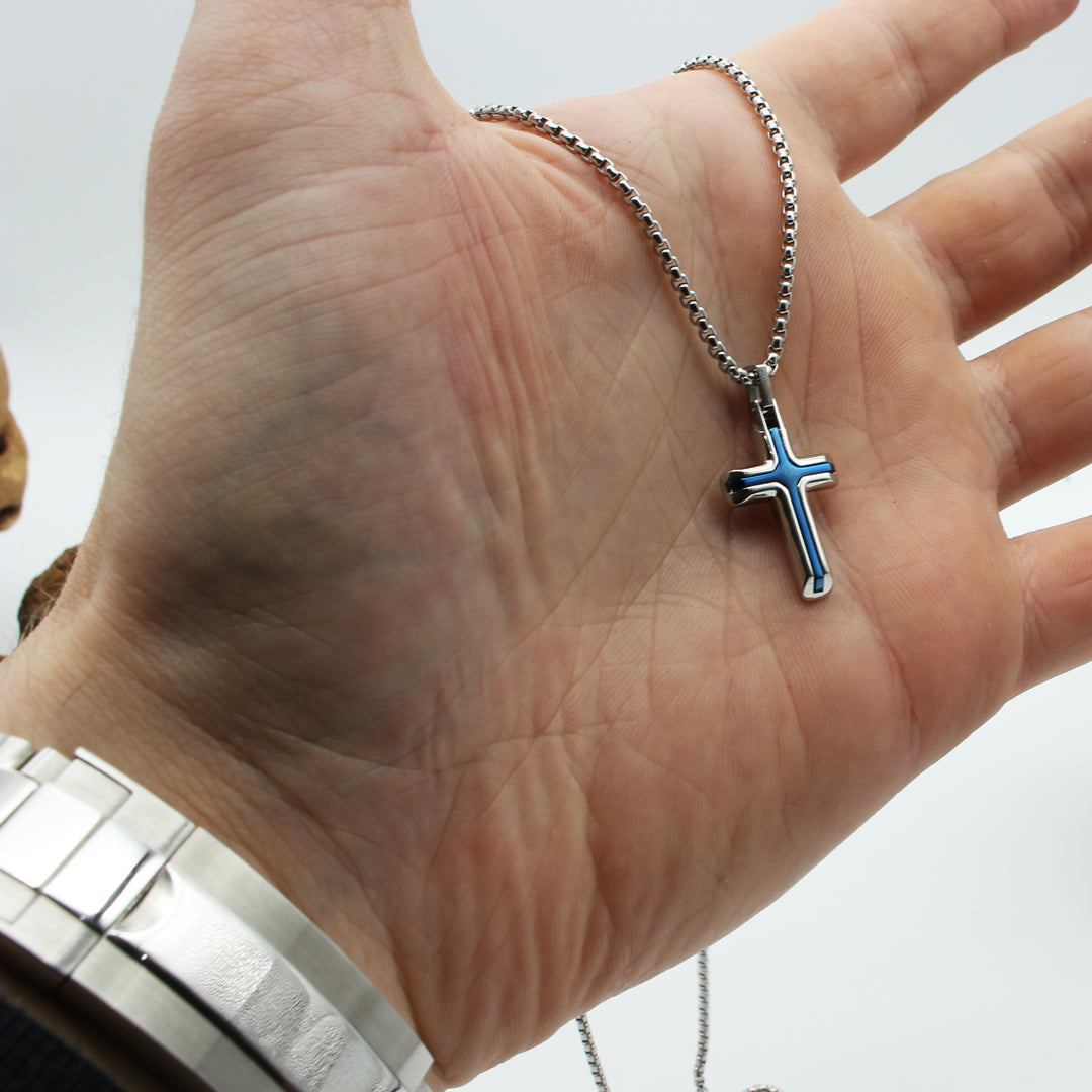 Stainless Steel Blue Cross Necklace
