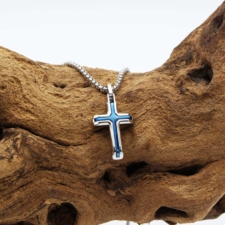 Stainless Steel Blue Cross Necklace