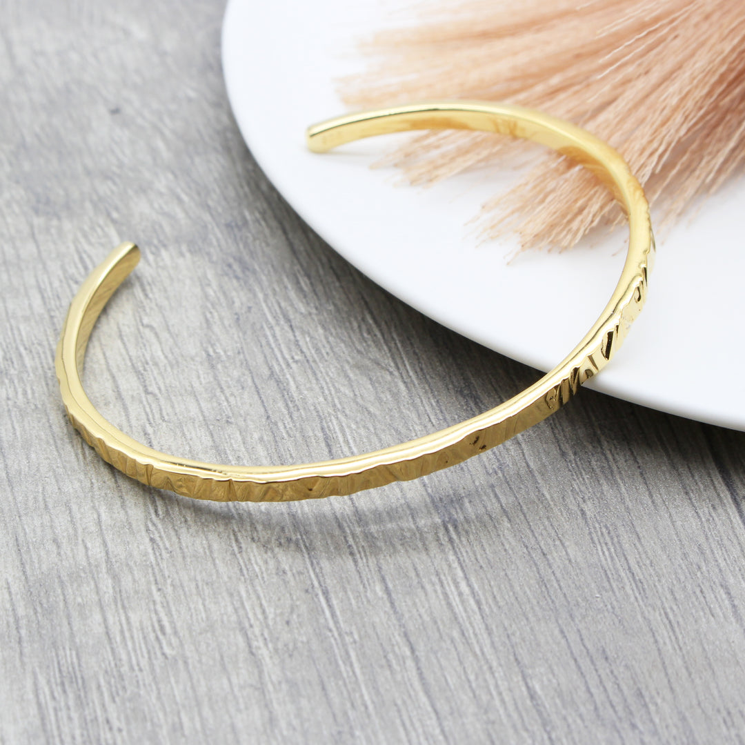 Slim Textured Cuff Bangle