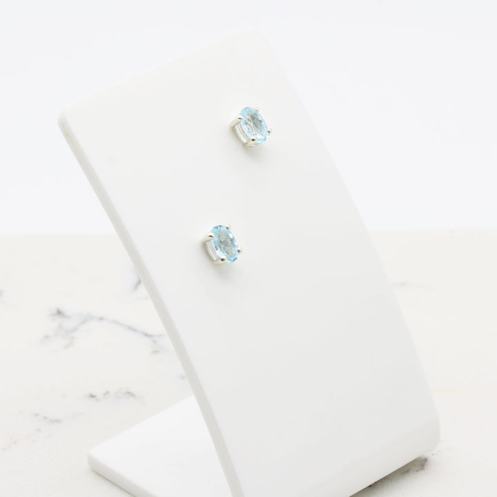 Blue Topaz Stud Earrings