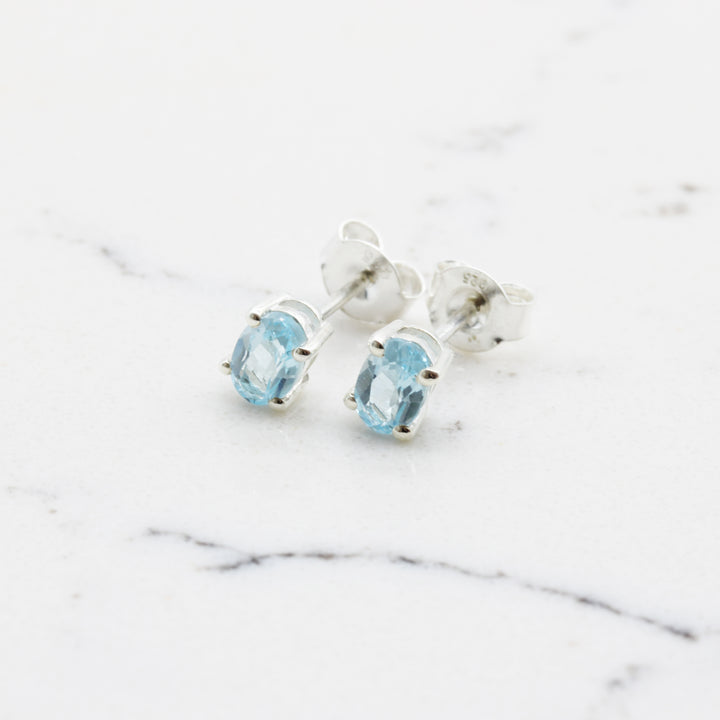 Blue Topaz Stud Earrings