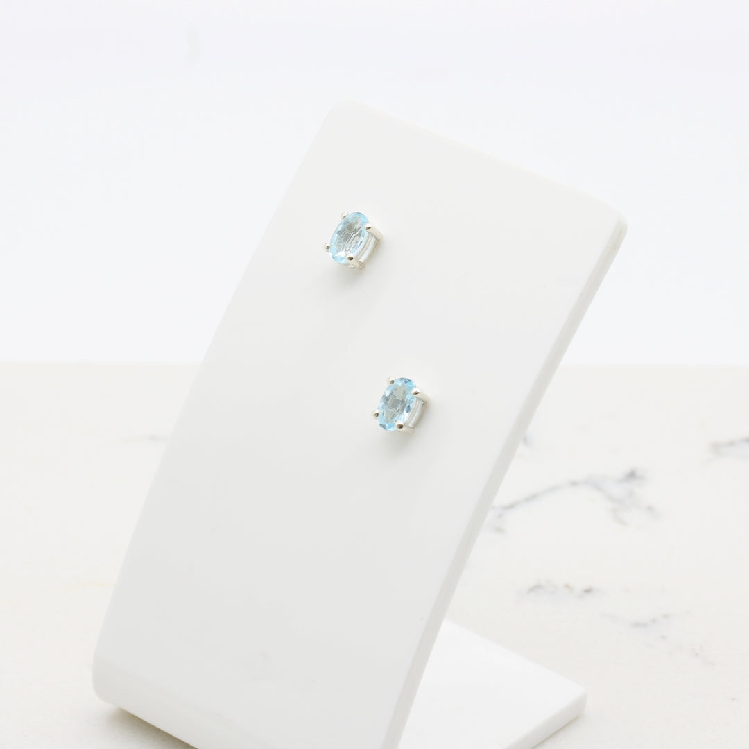 Blue Topaz Stud Earrings