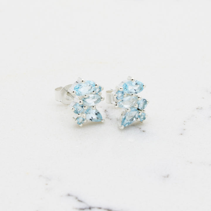 Blue Topaz Stud Earrings