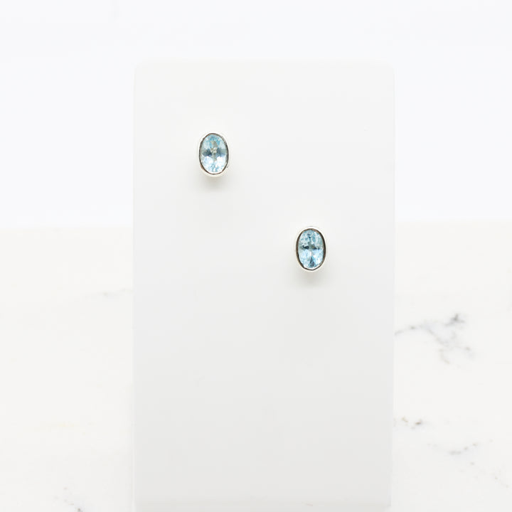 Blue Topaz Stud Earrings