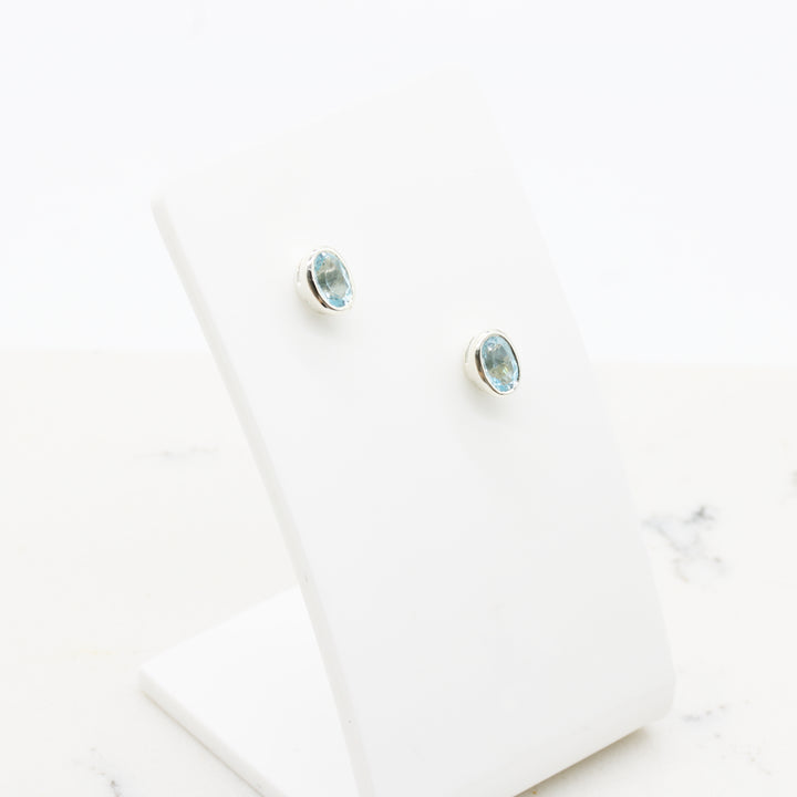 Blue Topaz Stud Earrings