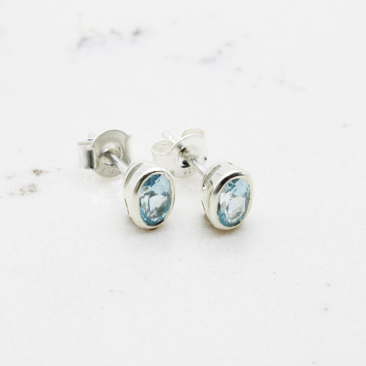 Blue Topaz Stud Earrings