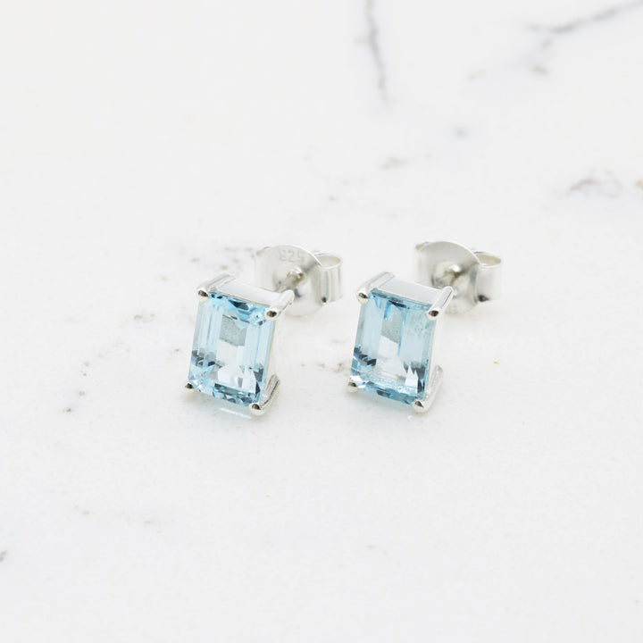 Blue Topaz Stud Earrings