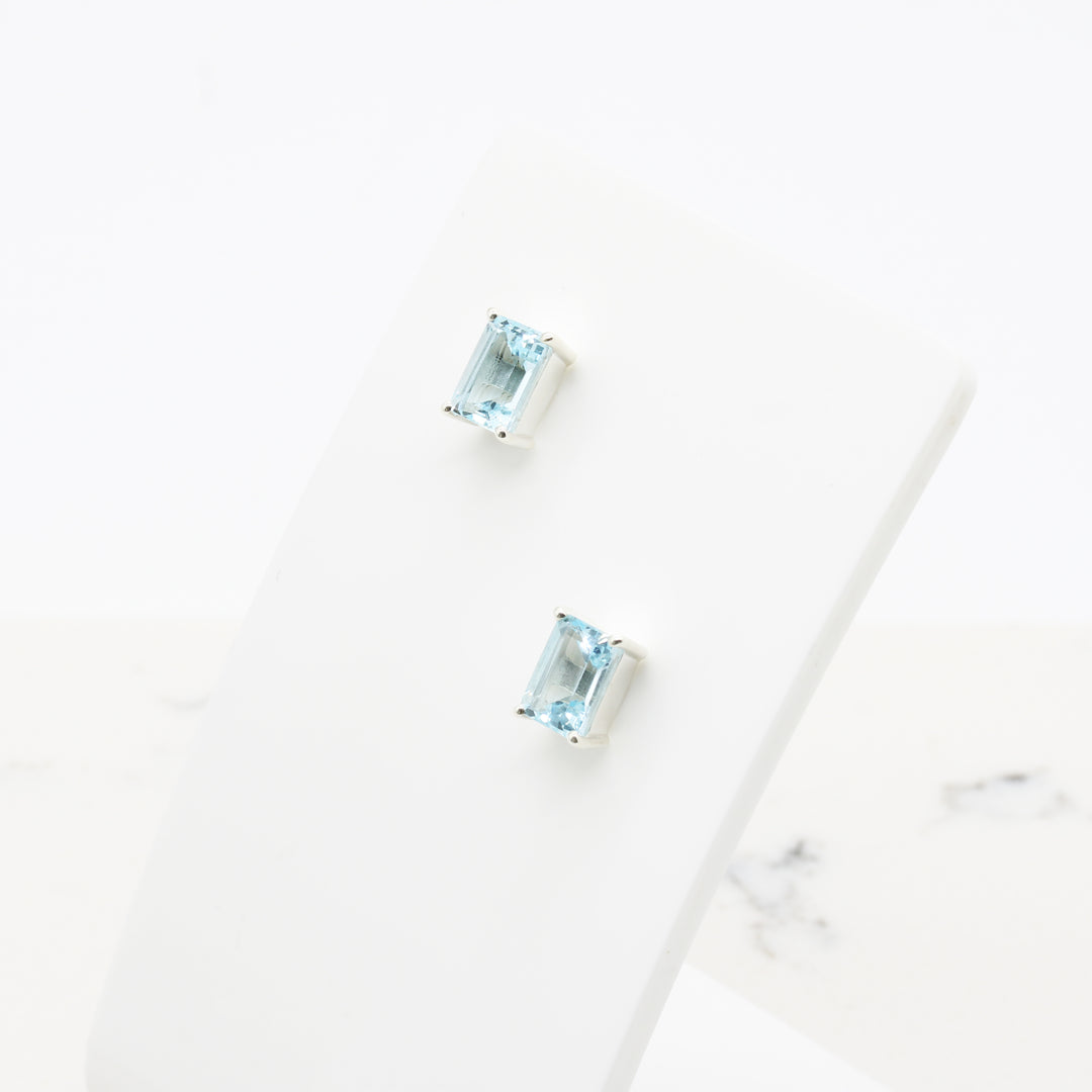 Blue Topaz Stud Earrings