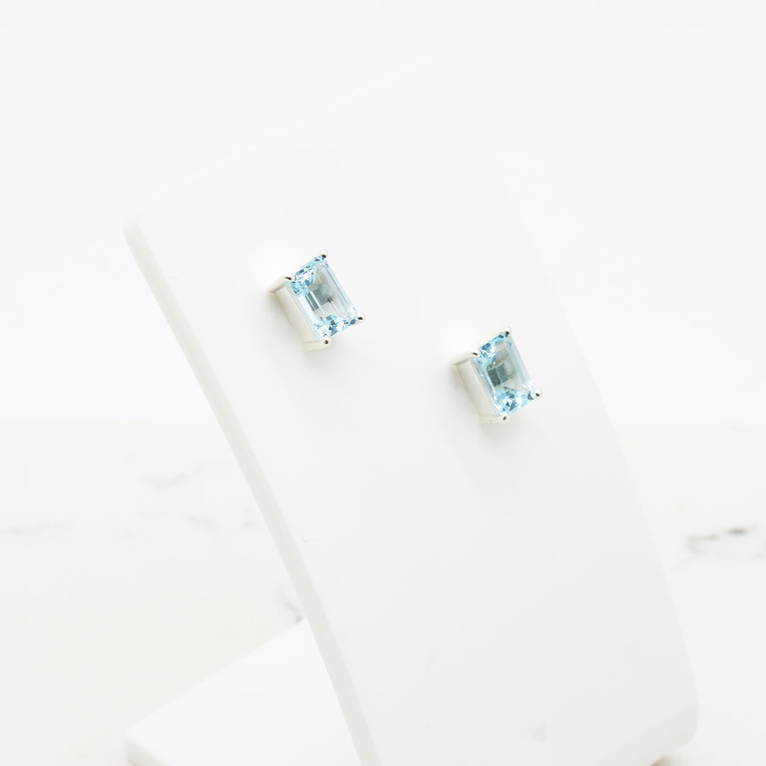 Blue Topaz Stud Earrings