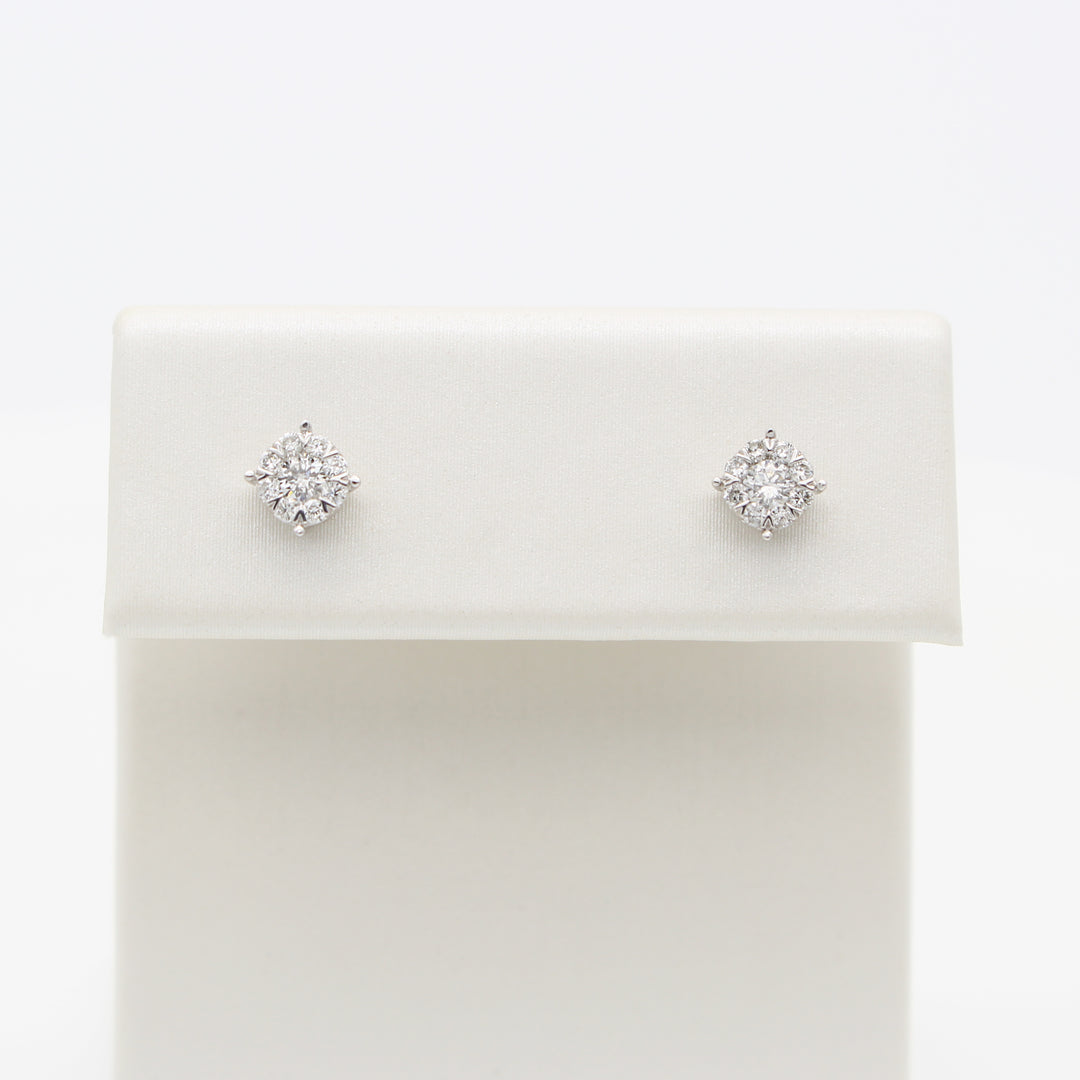 Diamond Cluster Stud Earrings