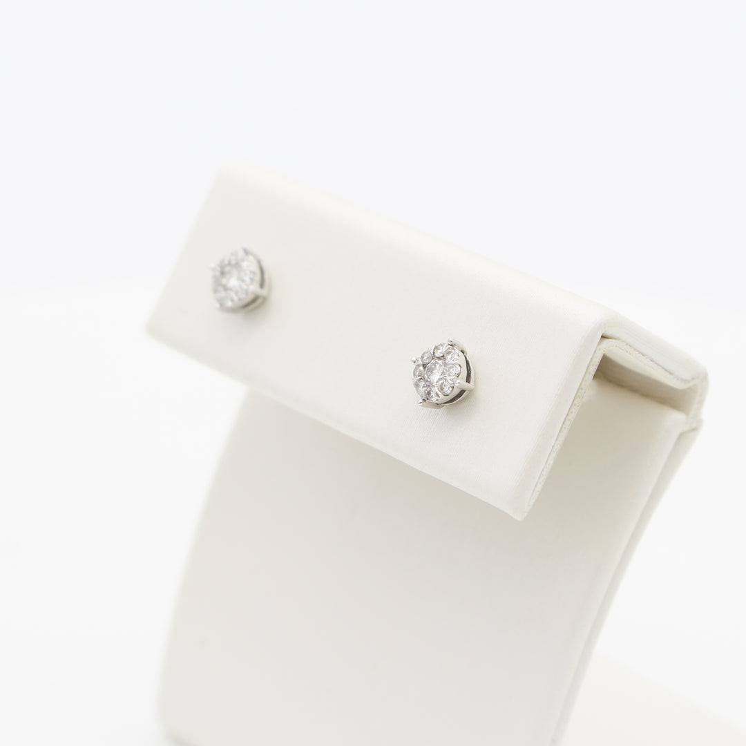 Diamond Cluster Stud Earrings