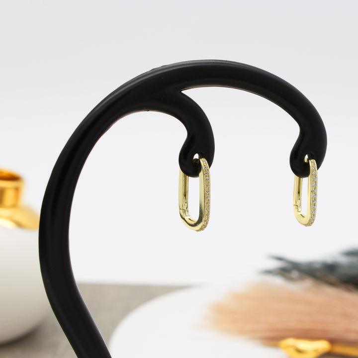 CZ Rectangular Hoop Earrings