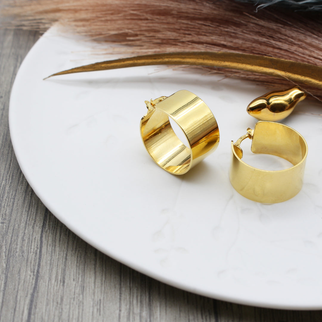 Flat Modern Gold Hoop Earrings