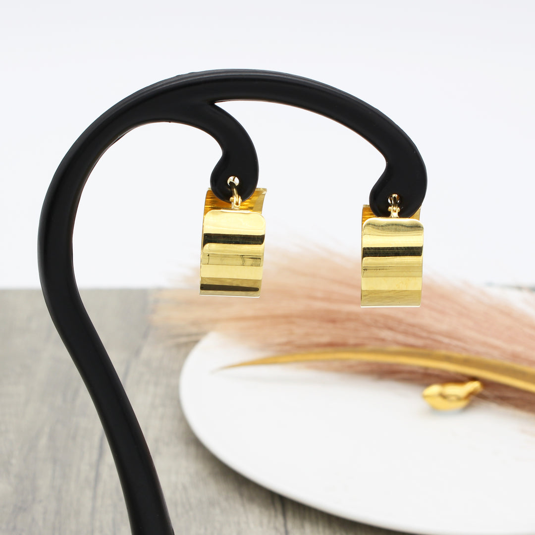 Flat Modern Gold Hoop Earrings