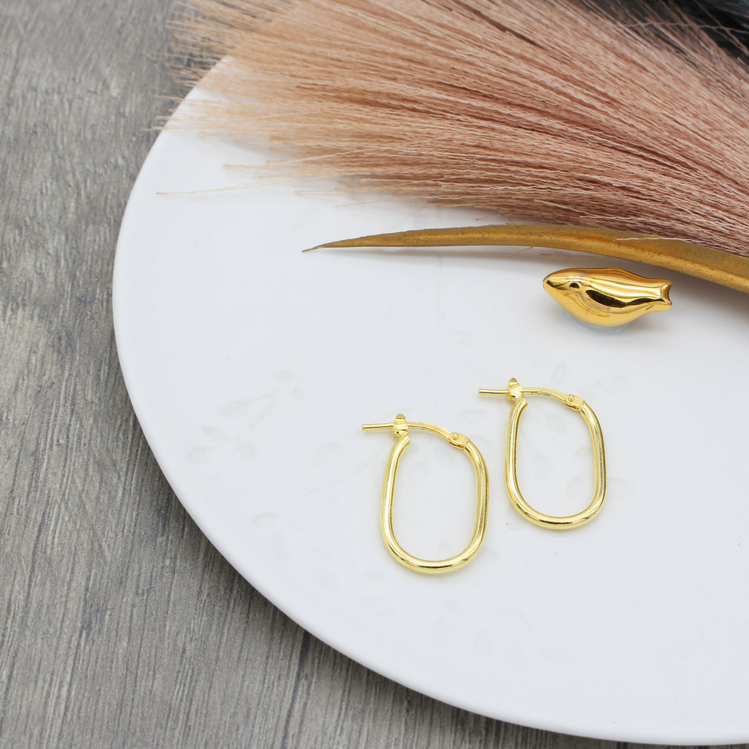 Oval Gold Hoop Earrings