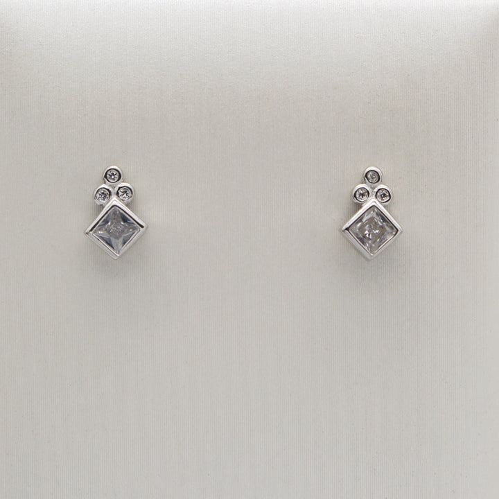 Diamond Motif CZ Stud Earrings