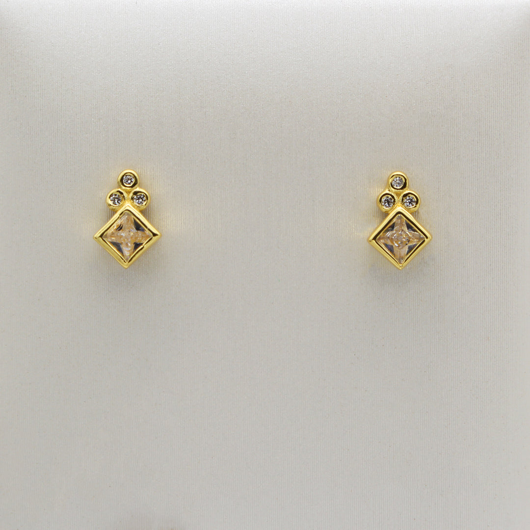 Diamond Motif CZ Stud Earrings