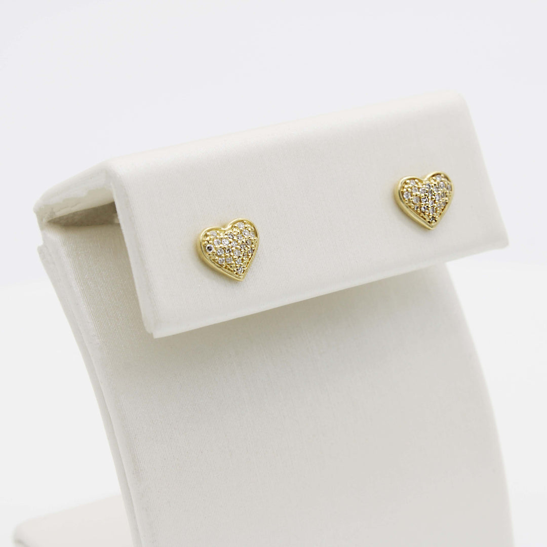 Diamond Heart Stud Earrings