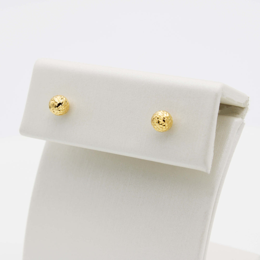 9ct Gold Textured Ball Stud Earrings