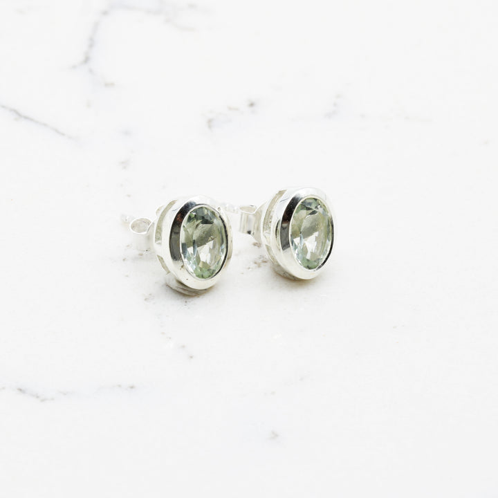 Green Amethyst Stud Earrings