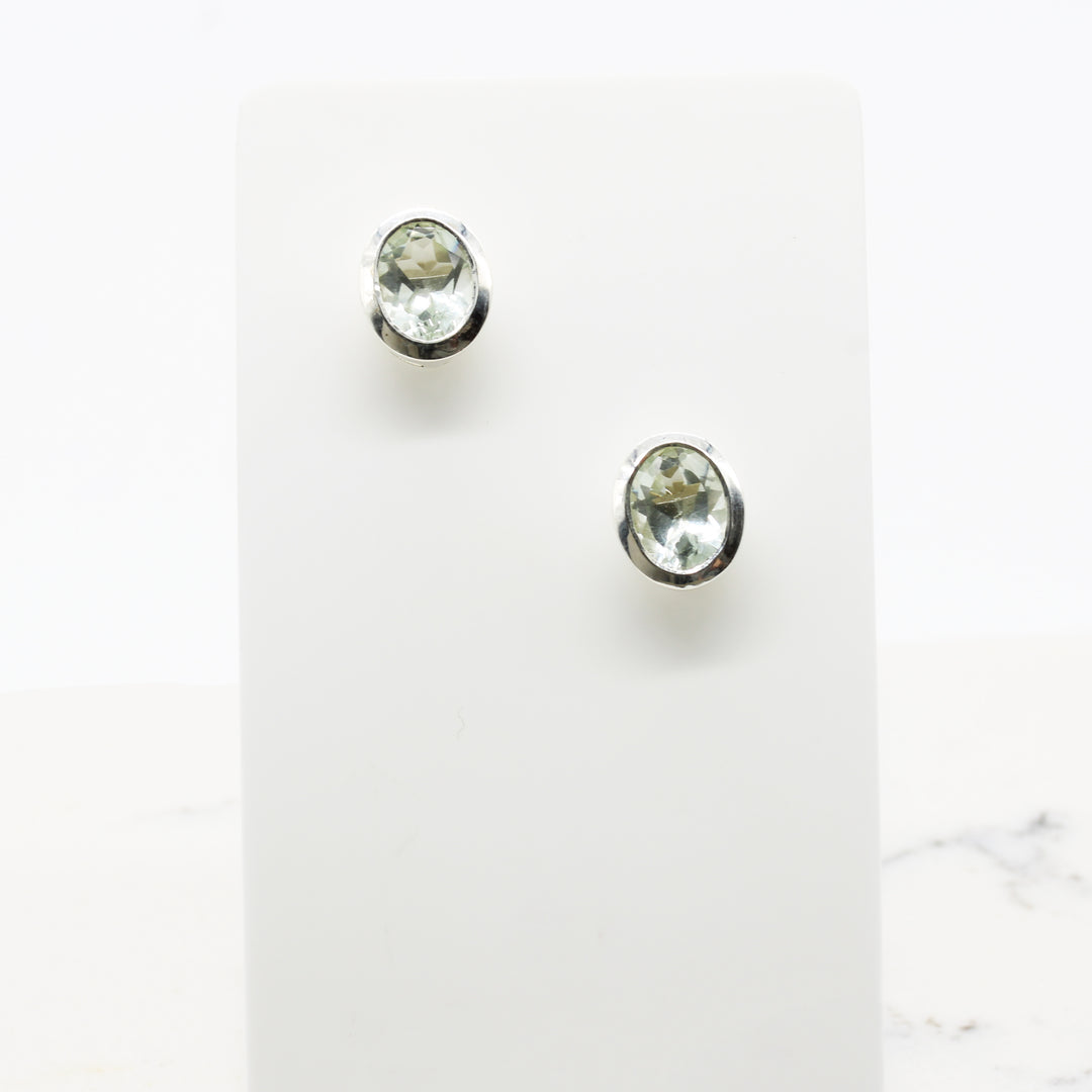 Green Amethyst Stud Earrings