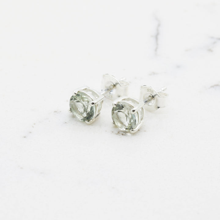 Green Amethyst Stud Earrings