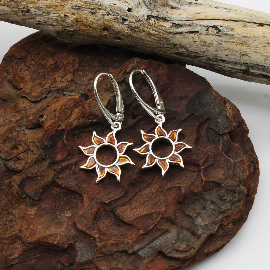 Cognac Amber Sun Earrings