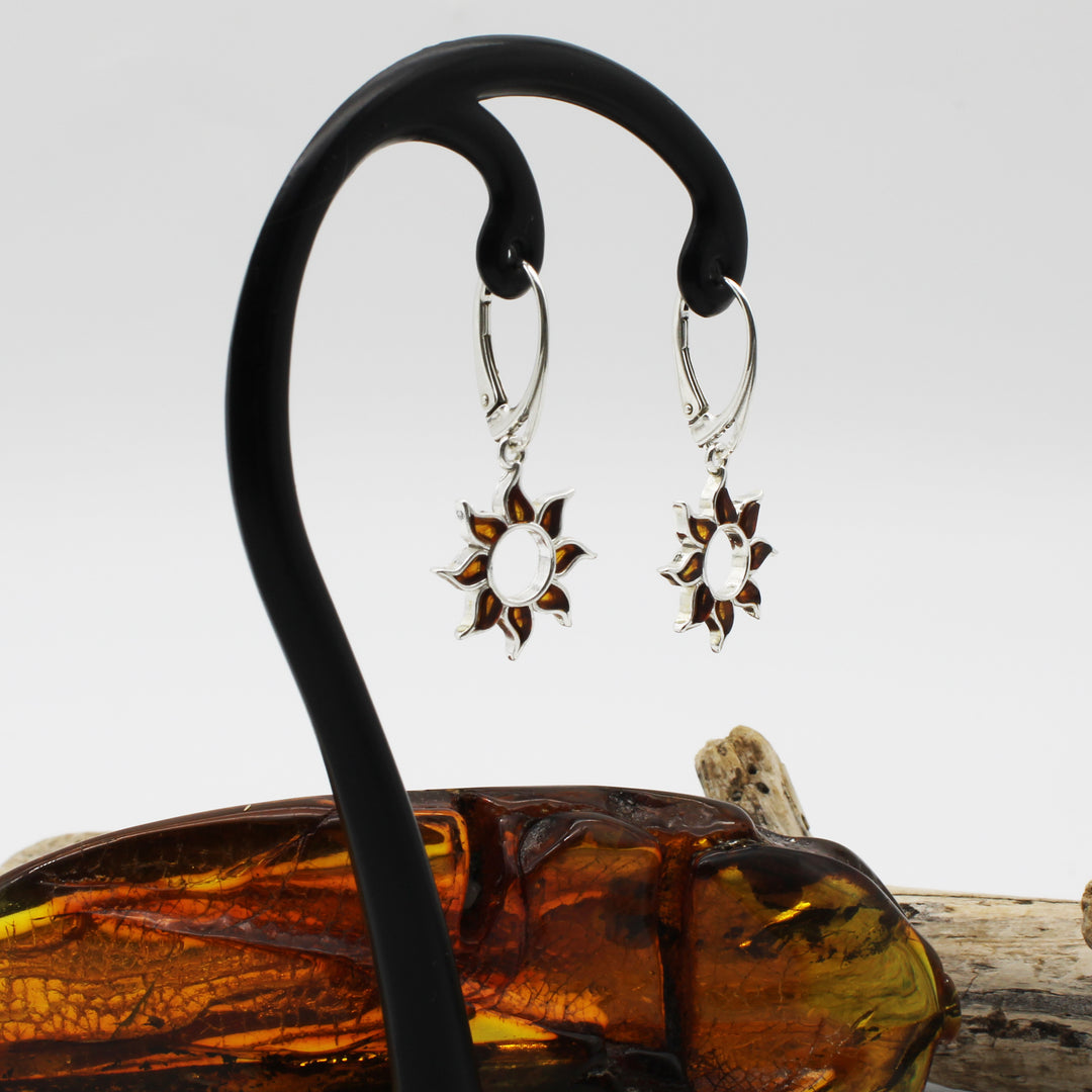 Cognac Amber Sun Earrings