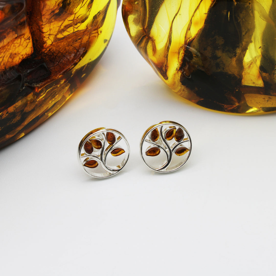 Cognac Amber Leaves Earrings