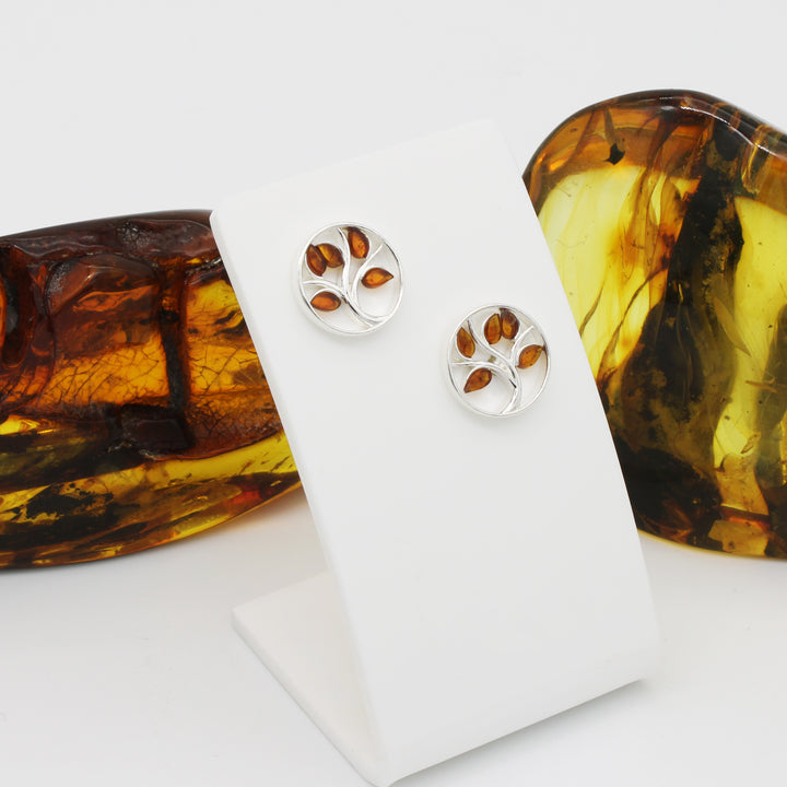 Cognac Amber Leaves Earrings