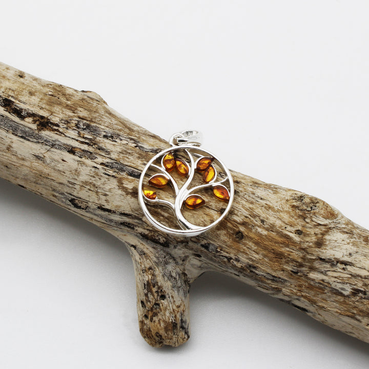 Cognac Amber Leaf Pendant