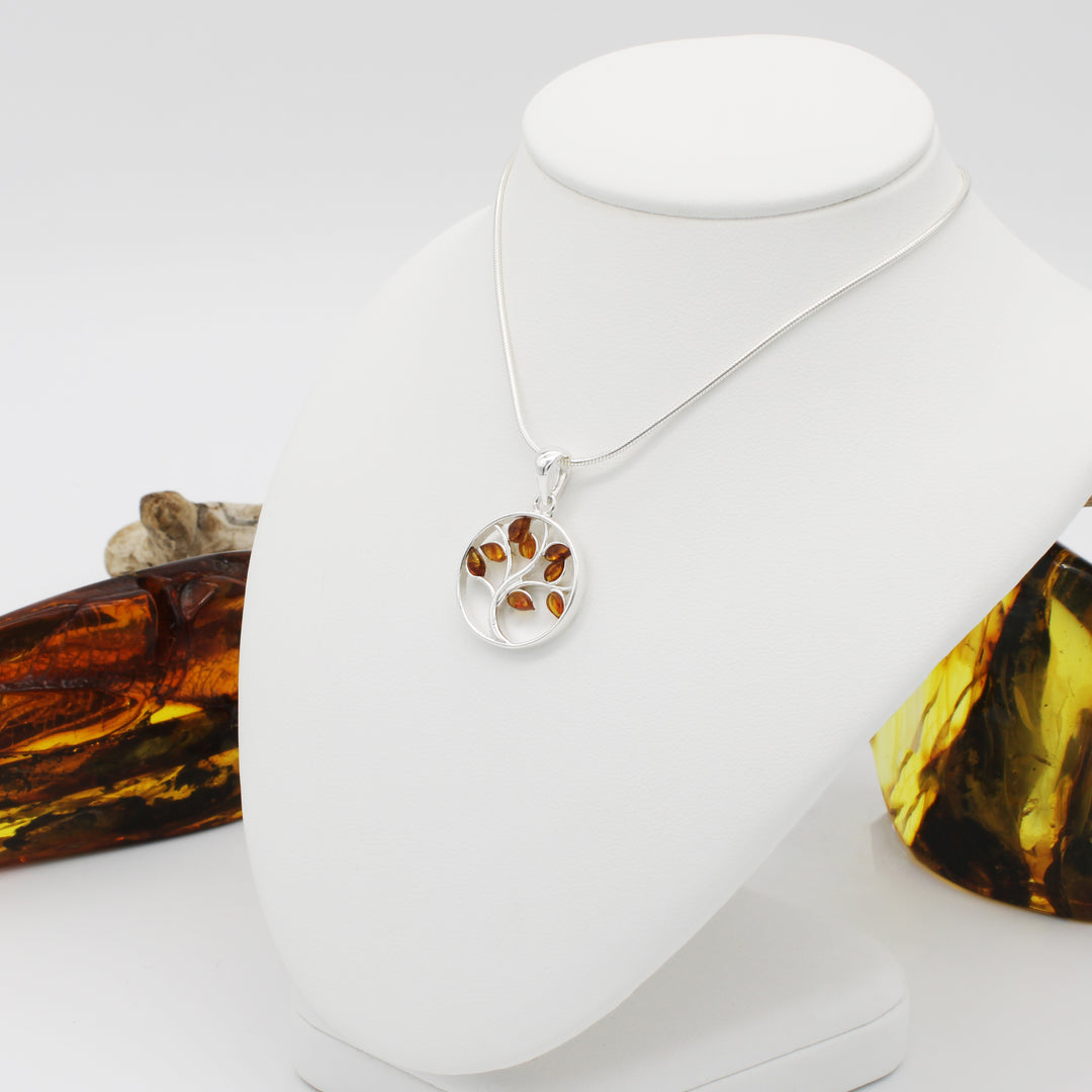 Cognac Amber Leaf Pendant