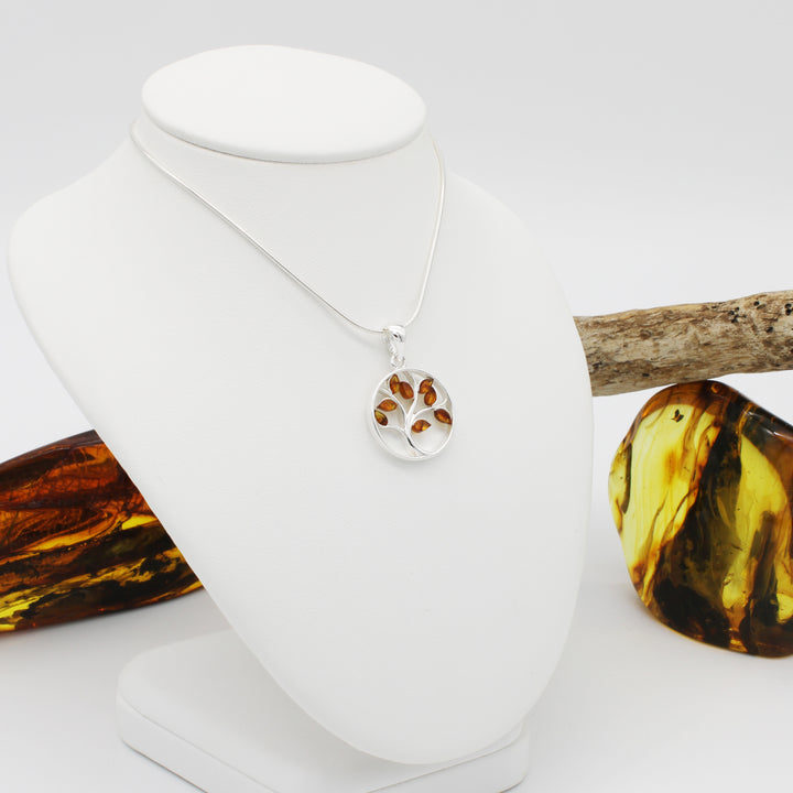 Cognac Amber Leaf Pendant