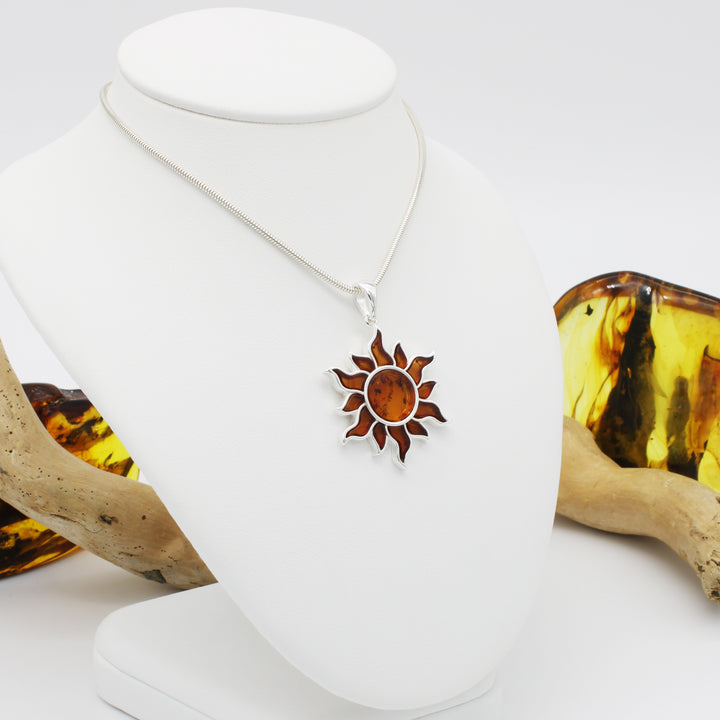 Cognac Amber Sun Pendant