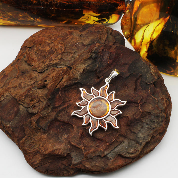 Cognac Amber Sun Pendant