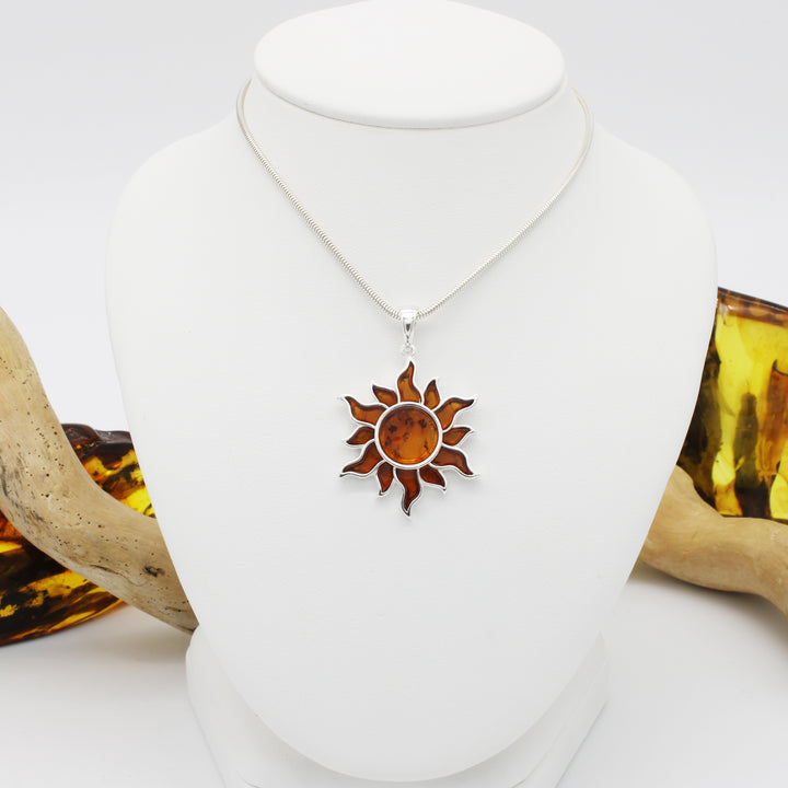 Cognac Amber Sun Pendant