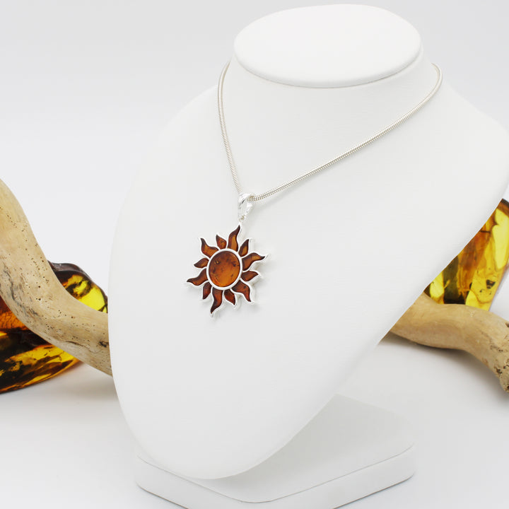 Cognac Amber Sun Pendant