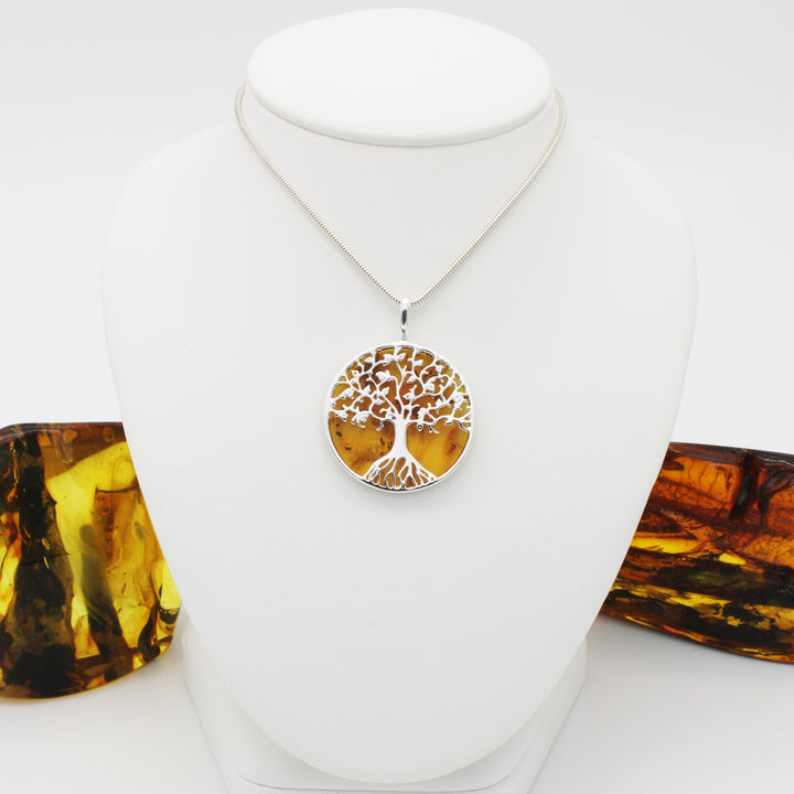 Cognac Amber Tree of Life Pendant